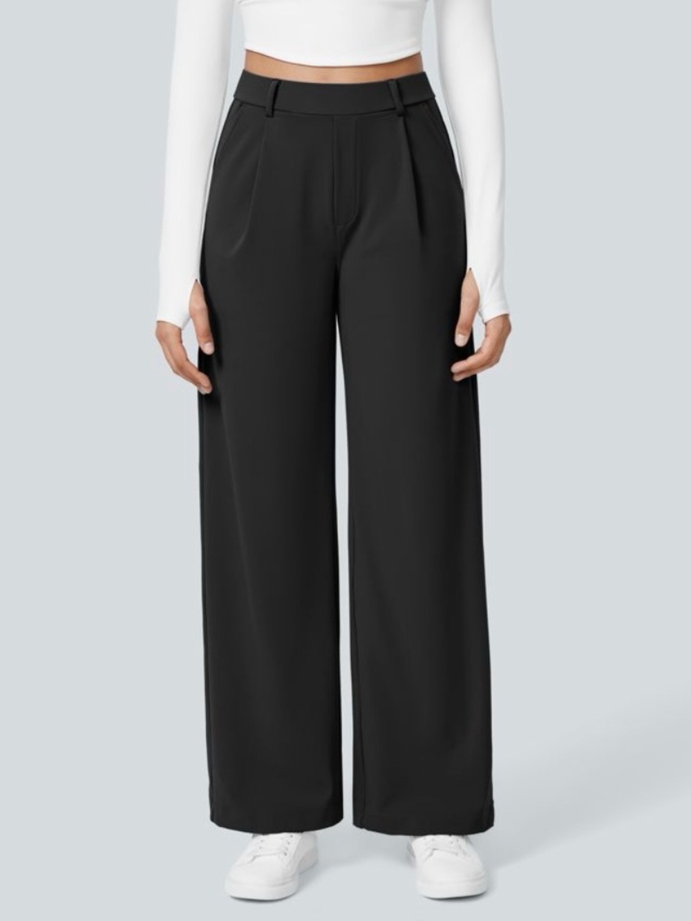 HALARA Black High-Rise Wide Leg Trousers